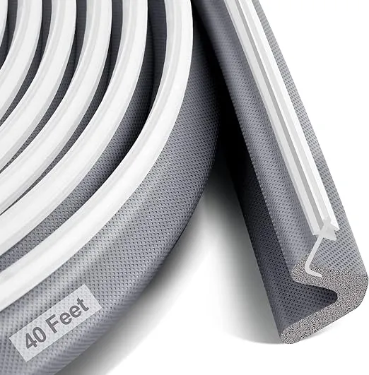 40 Feet Door Weather Stripping, Kerf Weather Stripping for Doors,Weather Stripping Door Seal for Large Gap and Easy Installation(40 Feet, Grey)