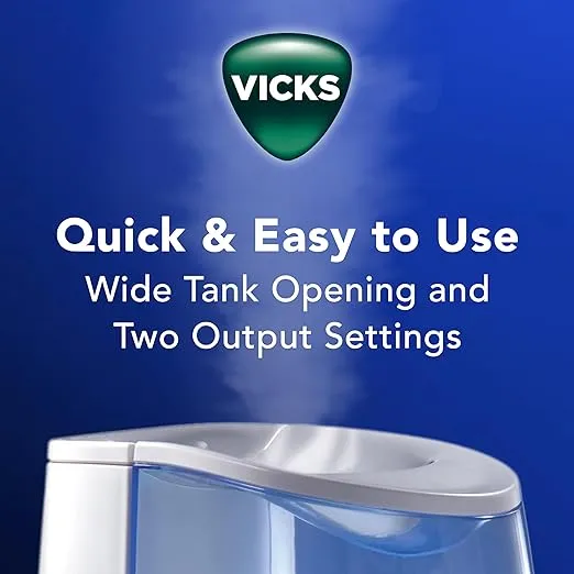 Vicks Warm Mist Humidifier - Air Humidifier for Bedroom, Home & Large Room, Baby, Kids and Adults Soothing Steam Vaporizer for Cough, Congestion, Allergies & Dry Air, VapoSteam Compatible