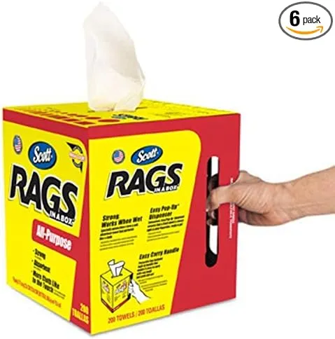 nmgb Scott 75260 Rags in a Box, White 6 Boxes (200 Towels per Box)