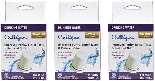 Culligan FM-15RA Replacement Filter Cartridge for Faucet Mount Filter FM-15A, White Finish 3-Pack