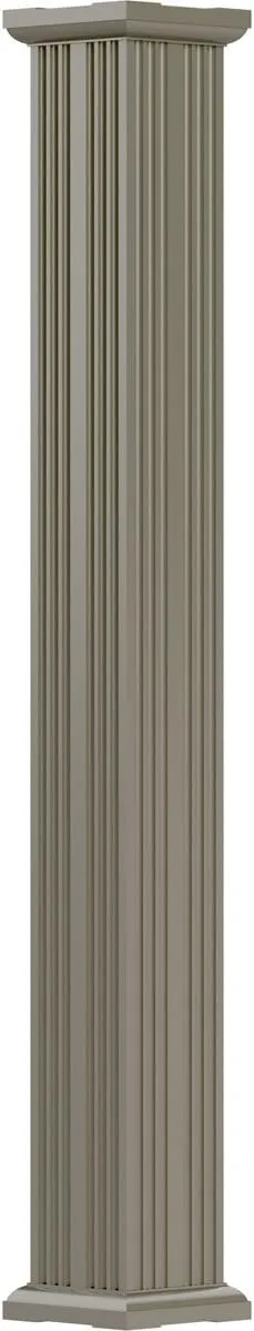 AFCO EA0610INFSDTUTU 6" x 10' Endura-Aluminum Column, Square Shaft (For Post Wrap Installation), Non-Tapered, Fluted, Wicker Finish w/ Capital & Base