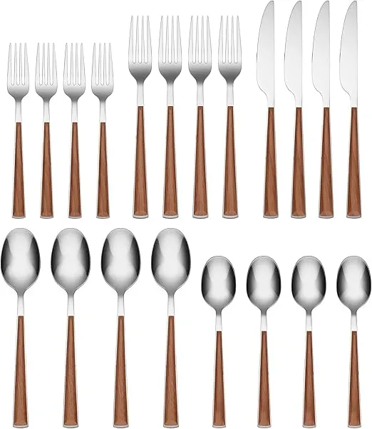 Cambridge Esben Beachwood Piece Flatware Set, 20 Count