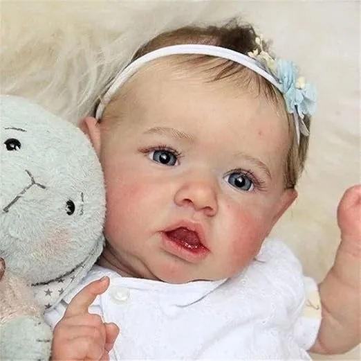 Reborn Baby Dolls Girls with Opened Blue Eyes 18 Inch Handmade Realistic Newborn Lifelike Dolls in Soft Vinyl and Weightd Body for Daughter