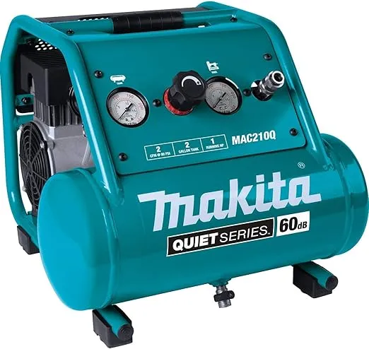 Makita MAC210Q-R Quiet Series 1 HP 2 Gallon Oil-Free Hand Carry Air Compressor (Renewed)