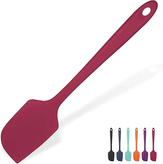 Heat Resistant Silicone Large Spatula: U-Taste 600ºF High Heat Flexible 11.38in Silicon Mixing Stirring Cooking Scraping Baking Bowl Scraper Seamless Spreader for Kitchen Nonstick Cookware (Red)