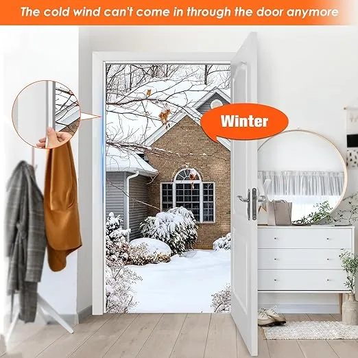 YOUSHARES Door Weather Stripping - Self Adhesive Foam Seal Strip Weatherstripping for Doors Frame and Windows Gaps, Weatherstrip Anti-Collision D Type Door Seal Strip 20 Feet (White)
