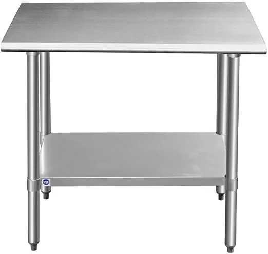 ROCKPOINT Stainless Steel Table for Prep & Work 36x24 Inches, NSF Metal Commercial Kitchen Table with Adjustable Under Shelf and Table Foot for Restaurant, Home and Hotel