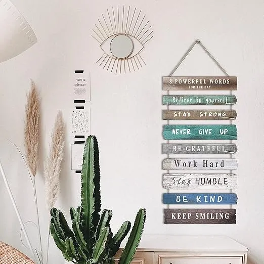 Inspirational Wall Art Decor for Office, Wooden Rustic Hanging Motivational Wall Art Decoration Sign, Inspiring Positive Quotes Wall Art for Home Living Room Bedroom Bathroom Classroom Gym 12"x24"