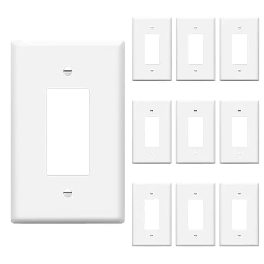 ENERLITES Decorator Light Switch or Receptacle Outlet Wall Plate, Over-Size 1-Gang 5.5" x 3.5", Unbreakable Polycarbonate Thermoplastic, UL Listed, 8831O-W-10PCS, White (10 Pack)