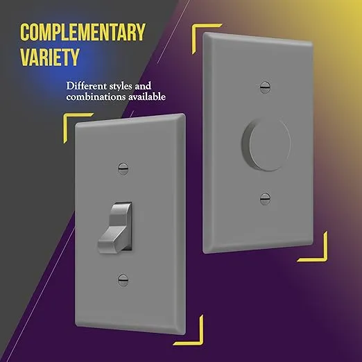 ENERLITES Toggle Light Switch Wall Plate, Size 1-Gang 4.50" x 2.76", Unbreakable Polycarbonate Thermoplastic, 8811-GR, Gray