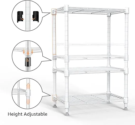 MZG 450 lbs Wire Storage Shelving 3-Tier Utility Shelving Unit Steel Organizer Wire Rack for Home,Kitchen,Office,White (11.8" D x 17.7" W x 26.3" H)