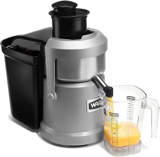 Waring Commercial Waring Products WJX80 120V 1.2HP HD Pulp Eject Juice Extractor, Stainless steel