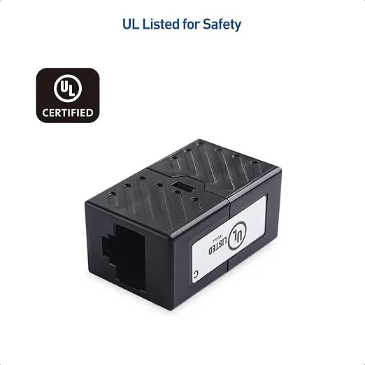 Cable Matters [UL Listed] 10-Pack 10Gbps Cat 6 Ethernet Coupler (RJ45 Coupler, Cat6 Coupler, Ethernet Extender Adapter) in Black, Compatible with Cat6A, Cat5e