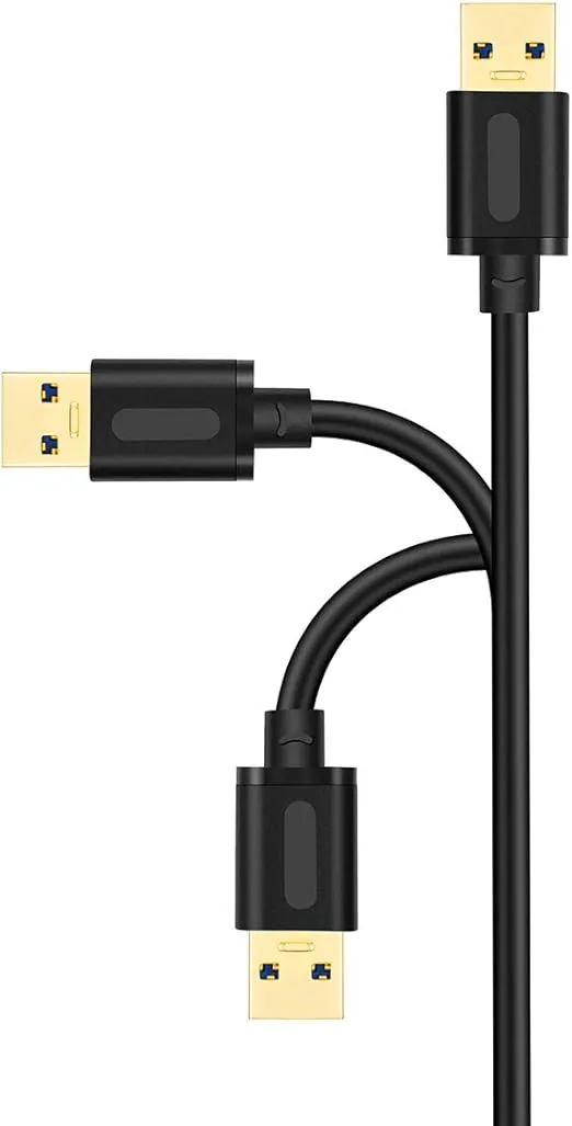 USB 3.0 A to A Male Cable 3Ft,USB to USB Cable USB Male to Male Cable USB Cord with Gold-Plated Connector for Hard Drive Enclosures, DVD Player, Laptop Cooler (3Ft/1M)