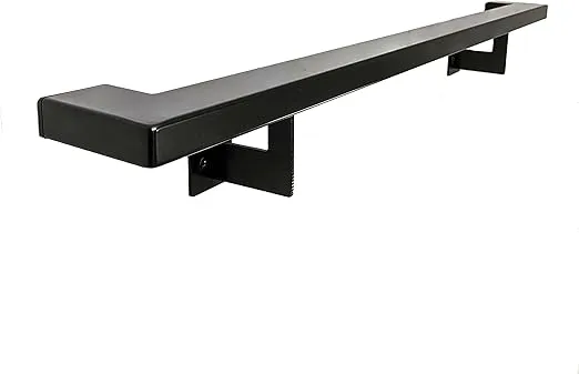 Urban Contemporary Aluminum Complete Handrail Grab Bar Set, Brackets Included, Black Powder Coated Finish (3 Foot Handrail Set)