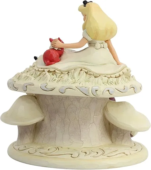 Enesco Disney Traditions by Jim Shore White Woodland Alice in Wonderland Mushroom Figurine, 7 Inch, Multicolor