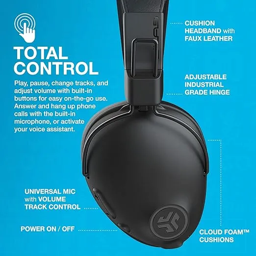 JLab Studio Pro Wireless Over-Ear Headphones, Black, 50+ Hour Bluetooth 5 Playtime, EQ3 Sound, Ultra-Plush Faux Leather & Cloud Foam Cushions, Track and Volume Controls