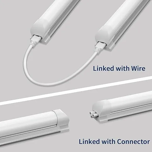 JESLED 8FT LED Shop Lights, 72W 6500K 9000LM Super Bright, 8 Foot Integrated LED Light Fixture, High Output, Frosted Cover, T8 Linkable LED Tube Lights for Garage, Wareshouse, Workshop (6-Pack)