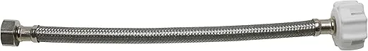 Fluidmaster B1T12CS CLICK SEAL Toilet Connector, Braided Stainless Steel - 3/8 Female Compression Thread x 7/8 Female Ballcock Thread, 12-Inch Length