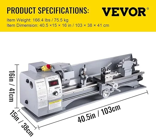 VEVOR Metal Lathe, 8.26"x31.5" Lathe Machine, 2500 RPM Variable Speed Change 850W Brushless Motor Precision Lathe Milling Machine for Various Metal Turning Working