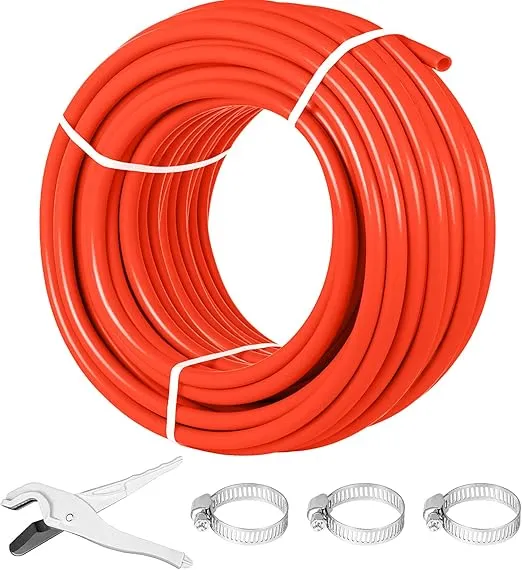 Happybuy Oxygen Barrier 1/2 Inch 300 Feet Tube Coil EVOH PEX-B Pipe, for Residential Commercial Radiant Floor Heating, Red