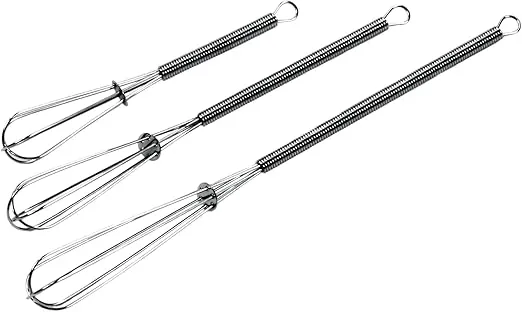 Chef Craft Classic Mini Sturdy Whisk, 5.5, 7, and 9 inch 3 piece set, Chrome