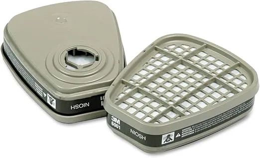 3M Performance Organic Vapor Replacement Cartridges, 1 Pair, Use With Any 3M Bayonet Mount Respirator, For Vapors From Certain Paint Spraying, Adhesives, Sealants, Solvents & Pesticides (6001P1-DC)