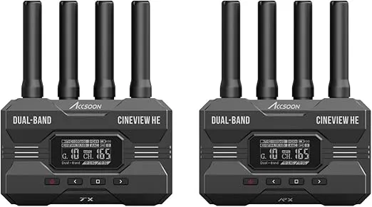 Accsoon CineView HE Wireless Video Transmission System,1080P60 HDMI Transmitter Receiver, Dual-Band 1200ft Range 0.06s Latency, UVC Livestream, Supports 4 App, Compatible with CineView 2 SDI/SE/Quad