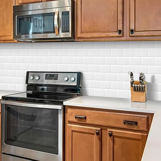 10-Sheet White Peel and Stick Subway Tile Backsplash for Kitchen Wall,(12"×12")