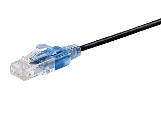 Monoprice Cat6A 6in Black 5-Pk Patch Cable UTP 30AWG 10G Pure Bare Copper Snagless RJ45 SlimRun Series Ethernet Cable