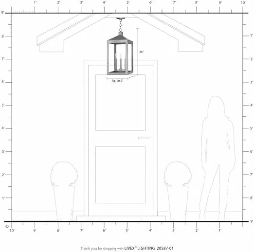 Livex Lighting 20587-04 Black Nyack 3 Light Outdoor Pendant Lantern, 24.00x10.50x10.50
