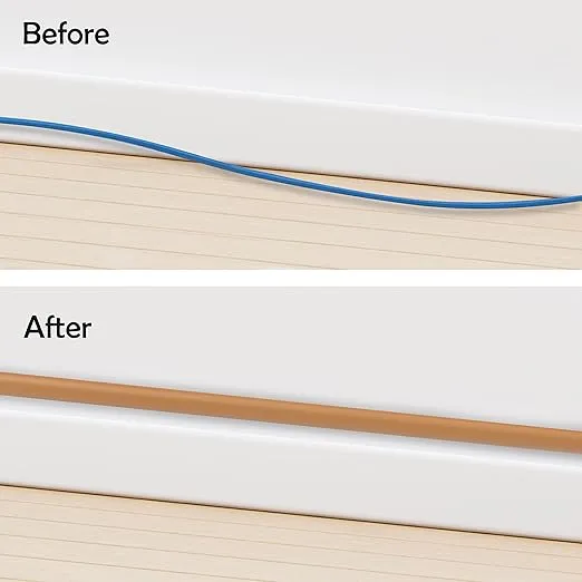 Rubber Bond TV Cord Hider Cable Protector - Strong Self Adhesive Wall Cord Cover Cable Hider - Low Profile Cable Management Wall Cord Concealer Cable Raceway - Brown - Thin Cord - 4 Feet