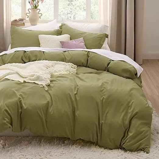 Bedsure Avocado Green Duvet Cover King Size - Soft Prewashed King Duvet Cover Set, 3 Pieces, 1 Duvet Cover 104x90 Inches with Zipper Closure and 2 Pillow Shams, Comforter Not Included