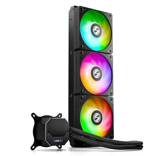 LIAN LI ALC360 AIO Cooler 360mm Radiator Liquid CPU Cooler RGB All-in-One Water Cooling System, 3x120mm PWM Fans, LGA1700 Bracket, AMD AM5/AM4 Intel LGA1200/115X Compatible (Black)