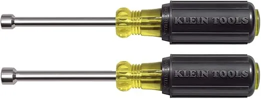Klein Tools 630M Tool Set, Made in USA, Magnetic Nut Driver Set with Nut Driver Sizes 1/4 and 5/16-Inch, 3-Inch Hollow Shaft, Cushion Grips, 2-Piece