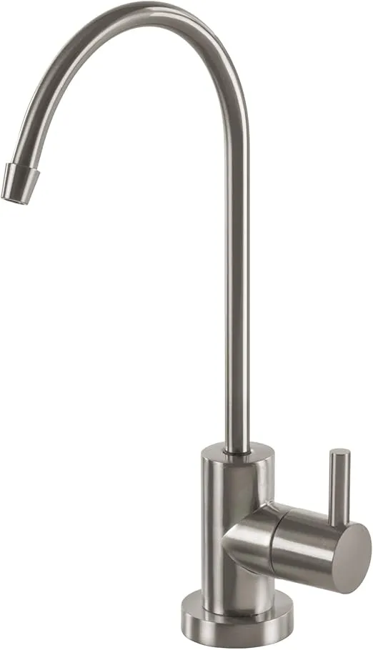 Express Water Modern Water Filter Faucet – Brushed Nickel Coke-Shaped Faucet – 100% Lead-Free Drinking Water Faucet – Compatible with Reverse Osmosis Water Filtration Systems
