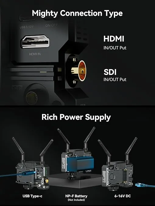 Hollyland Mars 400S PRO II Wireless SDI HDMI Video Single Receiver, 0.07s Latency 450ft Range, 4 APP Monitoring, 1080p 12Mbps 5G Transmission System for Live Streaming Videography Filmmaking