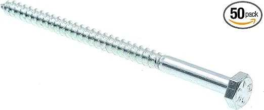 Prime-Line 9055249 Hex Lag Screws, 1/4 In. X 4 In., A307 Grade A Zinc Plated Steel (50 Pack)