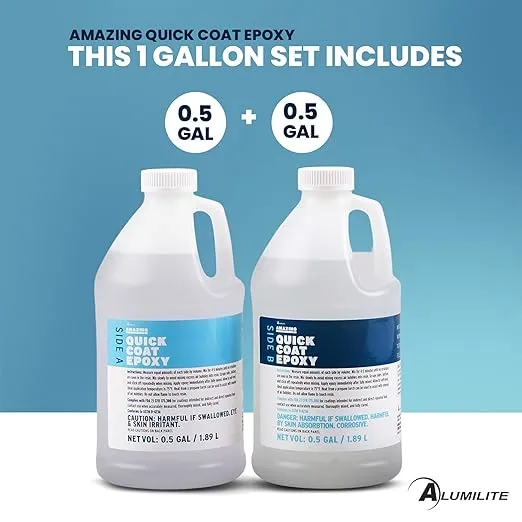 Alumilite Amazing Quick Coat Epoxy - Crystal Clear Casting & Fast Dry Formula for High Gloss Coating, Works with Tumblers, DIY Woodworking, Sealing, Resin Arts & Crafts, Silicone Molding (1 Gallon)