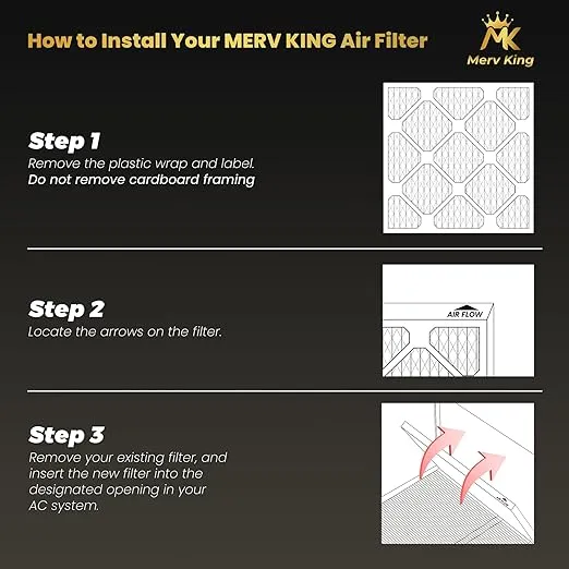MervKing 16x25x1 Air Filter | MERV 8 | MPR 600-700 Ultra Plus | 6-Pack | Pleated HVAC AC Furnace Replacement Air Filters | Actual Size: 15.7" x 24.7" x 0.75"
