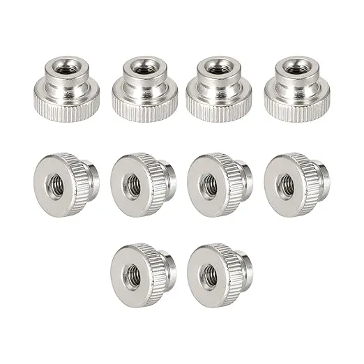 uxcell Knurled Thumb Nuts, 10Pcs M8x1.25mm Iron Round Knobs Fasteners for 3D Printer Parts, Silver Tone