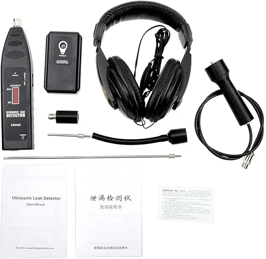 allsun Pro Ultrasonic Leak Detector Transmitter HVAC Automotive Electronic Stethoscope Engine Diagnostic Machine Noise Monitor 36-44KHz Air Gas Water Dust Leak Pressure Vacuum Tool