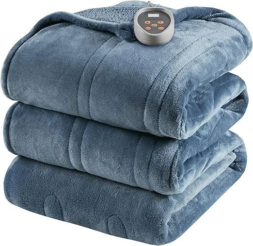 Beautyrest Heated Blanket, Electric Blanket, Soft, Warm, Reversible Plush - Sherpa Heating Blanket with 20 Heat Settings, 1-10 hrs Timer Auto Shut Off, Machine Washable, Twin (84 inx62 in), Blue