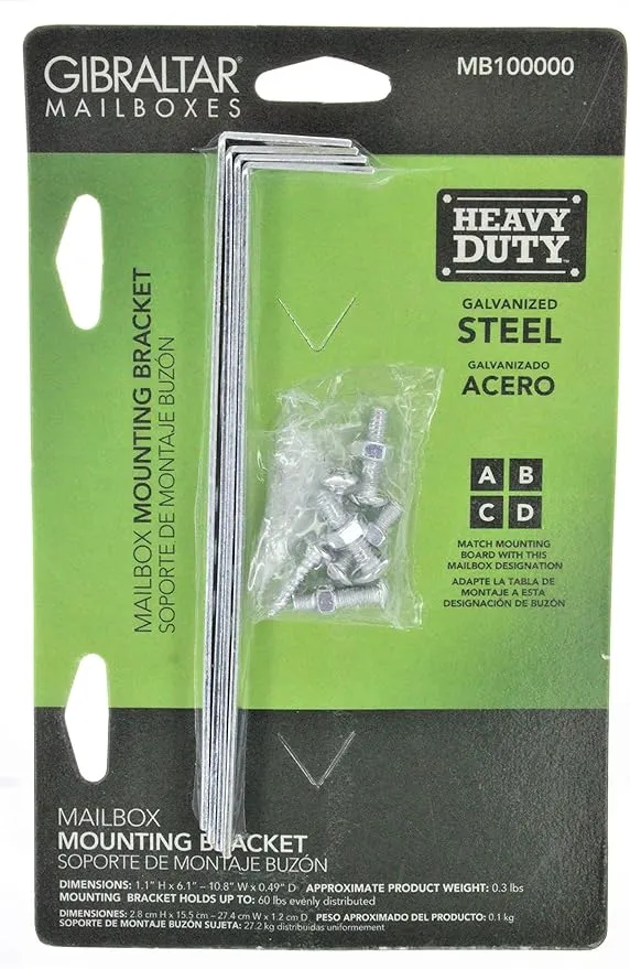 Gibraltar Mailboxes Galvanized Steel, Mailbox Mounting Bracket, MB100000
