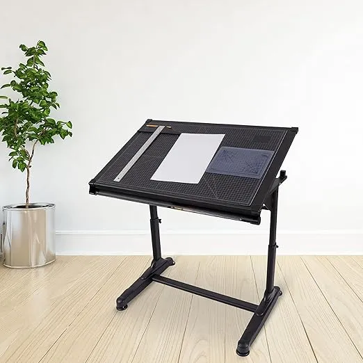 Stand Up Desk Store Adjustable Height and Angle Drafting Table Drawing Desk with Large Surface (Black Frame/Black Top, 40" W X 26" D)