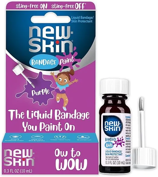 New-Skin Kids Liquid Bandage Paint, Sting Free Waterproof Bandage for Scrapes and Minor Cuts, 0.3 Ounce (Packaging May Vary)