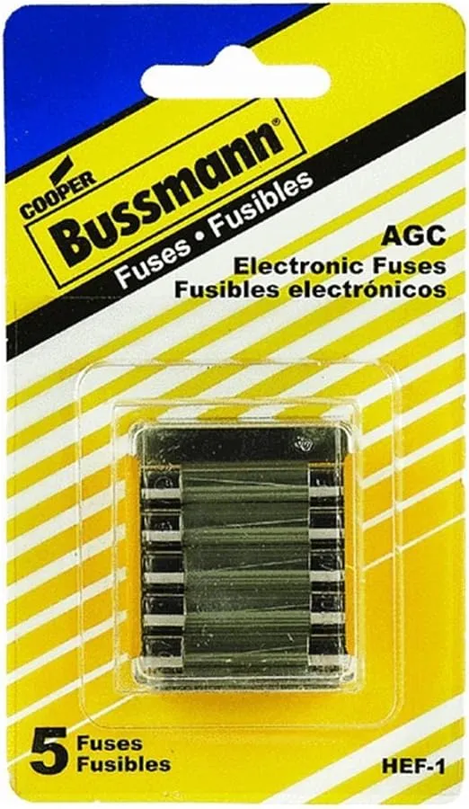 Bussmann HEF-1 Mobile Phone, Electronic Equipment and Stereos Fuse Assortment: 2 Ea. AGC-1, 1 Ea. AGC-2 and 2 Ea. AGC-3, 5-Pack