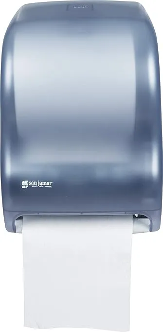 San Jamar Tear-N-Dry Classic Paper Towel Dispenser Dispenses Universal Paper Rolls with Touchless Dispensing for Bathroom, Kitchens, Restaurants, and Cafeterias, Plastic, Arctic Blue