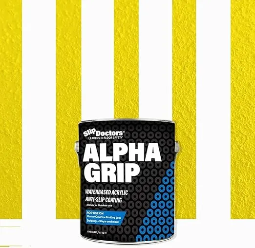 Alpha Grip Non-Slip Paint for Concrete & Asphalt – Non-Skid Coating Ideal for Striping Parking Lots, Playgrounds & Pavements (Yellow, Quart)
