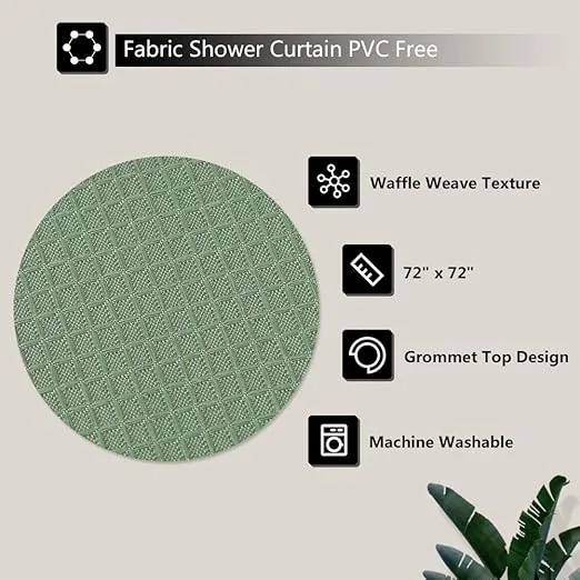 CAROMIO Sage Green Shower Curtain, Waffle Weave Polyester Fabric Shower Curtains for Bathroom Washable, Sage Green, 72x72 Inch